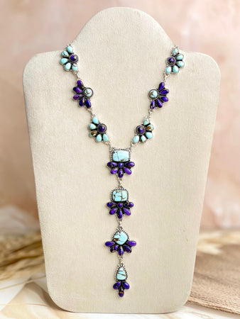 Boho Wishes Multi Dahlia Cluster Necklace