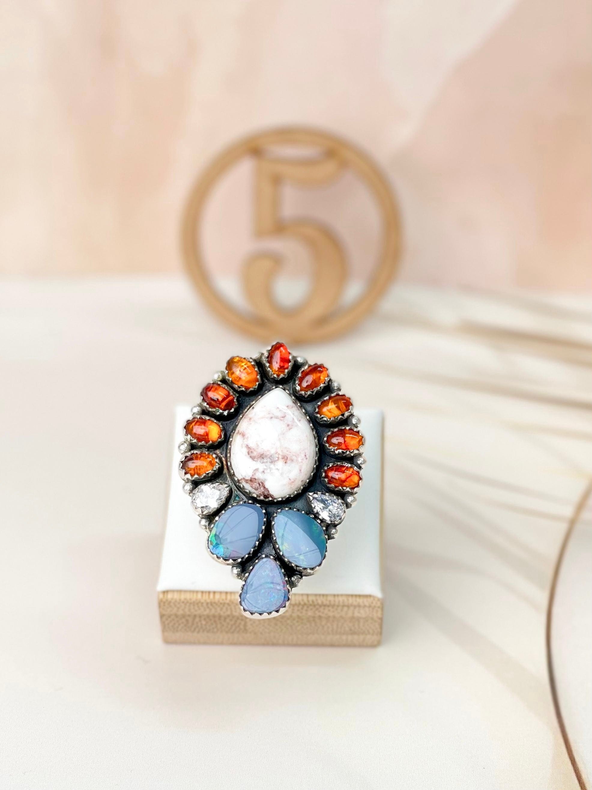 Australian Opal, Amber & Wild Horse Mixed Rings 24-Rings-Krush Kandy, Women's Online Fashion Boutique Located in Phoenix, Arizona (Scottsdale Area)