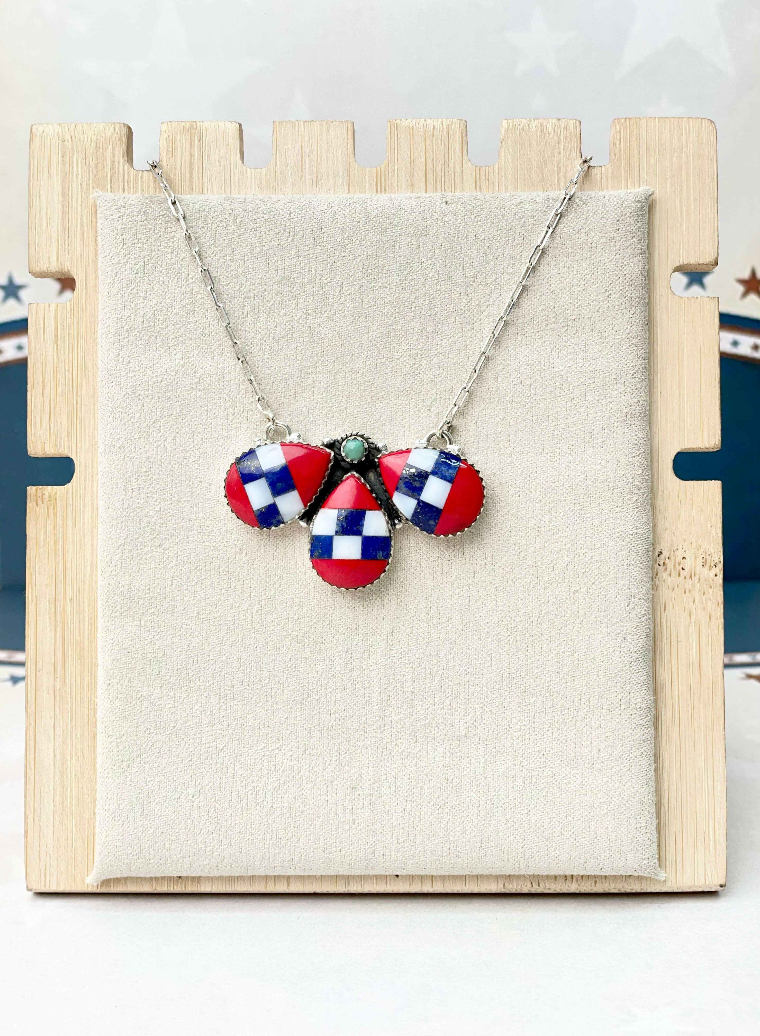 Checkered and Stripes Petals Necklace-Necklaces-Krush Kandy, Women's Online Fashion Boutique Located in Phoenix, Arizona (Scottsdale Area)