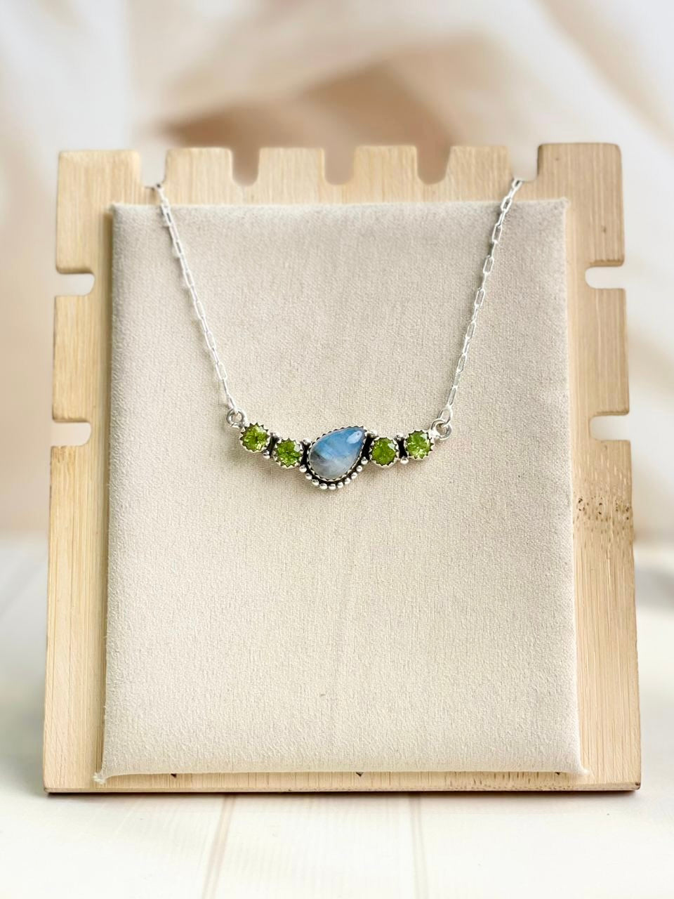 Celestial Spring Moonstone Tilted Pear Bar Necklace-Necklaces-Krush Kandy, Women's Online Fashion Boutique Located in Phoenix, Arizona (Scottsdale Area)