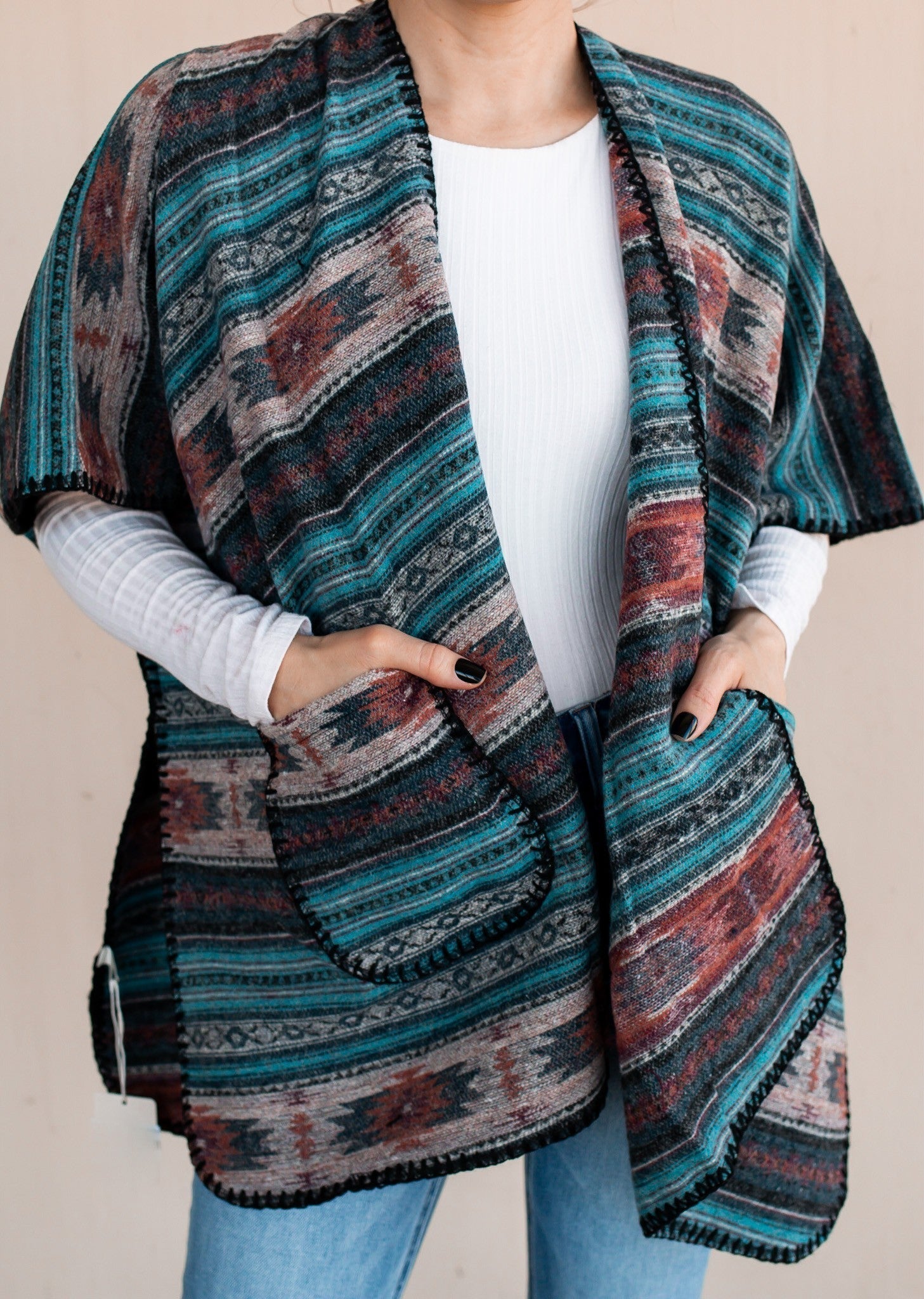 Fall Dreams Aztec Double Pocket Kimono | Pre-Order-Kimonos-Krush Kandy, Women's Online Fashion Boutique Located in Phoenix, Arizona (Scottsdale Area)