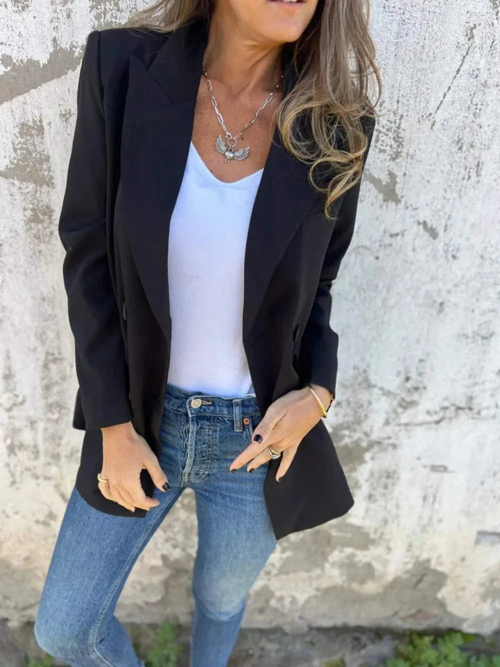 Full Size Collared Neck Long Sleeve Blazer-Blazers-Krush Kandy, Women's Online Fashion Boutique Located in Phoenix, Arizona (Scottsdale Area)