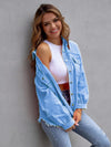 Distressed Drop Shoulder Denim Jacket-Krush Kandy, Women's Online Fashion Boutique Located in Phoenix, Arizona (Scottsdale Area)