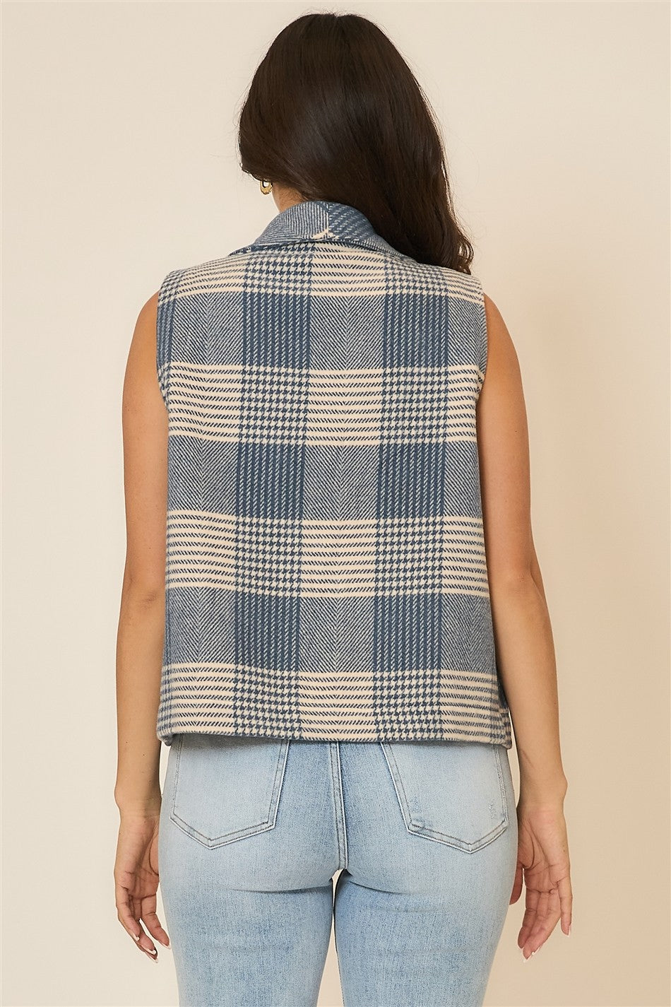 Plaid Open Front Sleeveless Jacket-Vests-Krush Kandy, Women's Online Fashion Boutique Located in Phoenix, Arizona (Scottsdale Area)