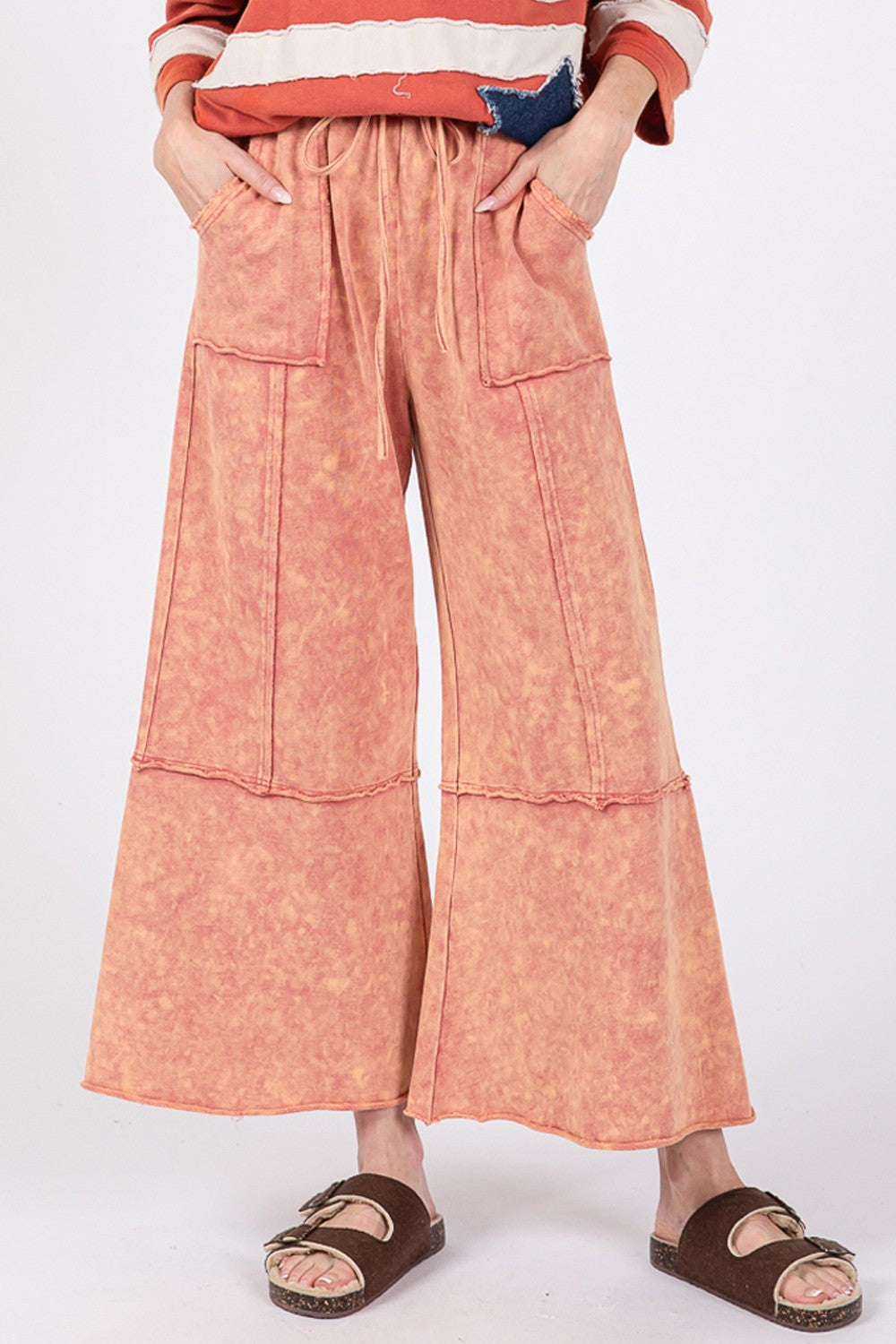 SAGE + FIG Mineral Washed Terry Wide Leg Pants-Pants-Krush Kandy, Women's Online Fashion Boutique Located in Phoenix, Arizona (Scottsdale Area)