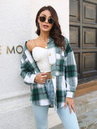 Plaid Button Up Collared Neck Long Sleeve Shirt-Long Sleeve Tops-Krush Kandy, Women's Online Fashion Boutique Located in Phoenix, Arizona (Scottsdale Area)