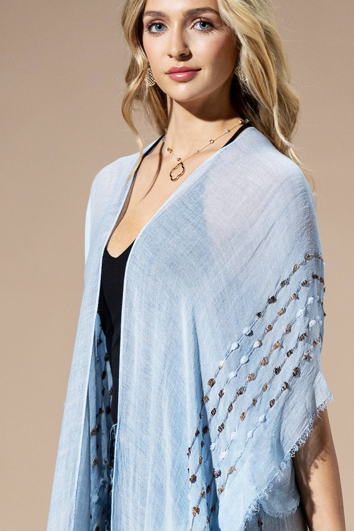 Colored Stitch Cover Up Kimono-Kimono-Krush Kandy, Women's Online Fashion Boutique Located in Phoenix, Arizona (Scottsdale Area)