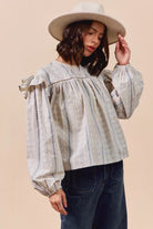 SO ME Floral Cotton Print Ruffled Long Sleeve Blouse-Tops-Krush Kandy, Women's Online Fashion Boutique Located in Phoenix, Arizona (Scottsdale Area)