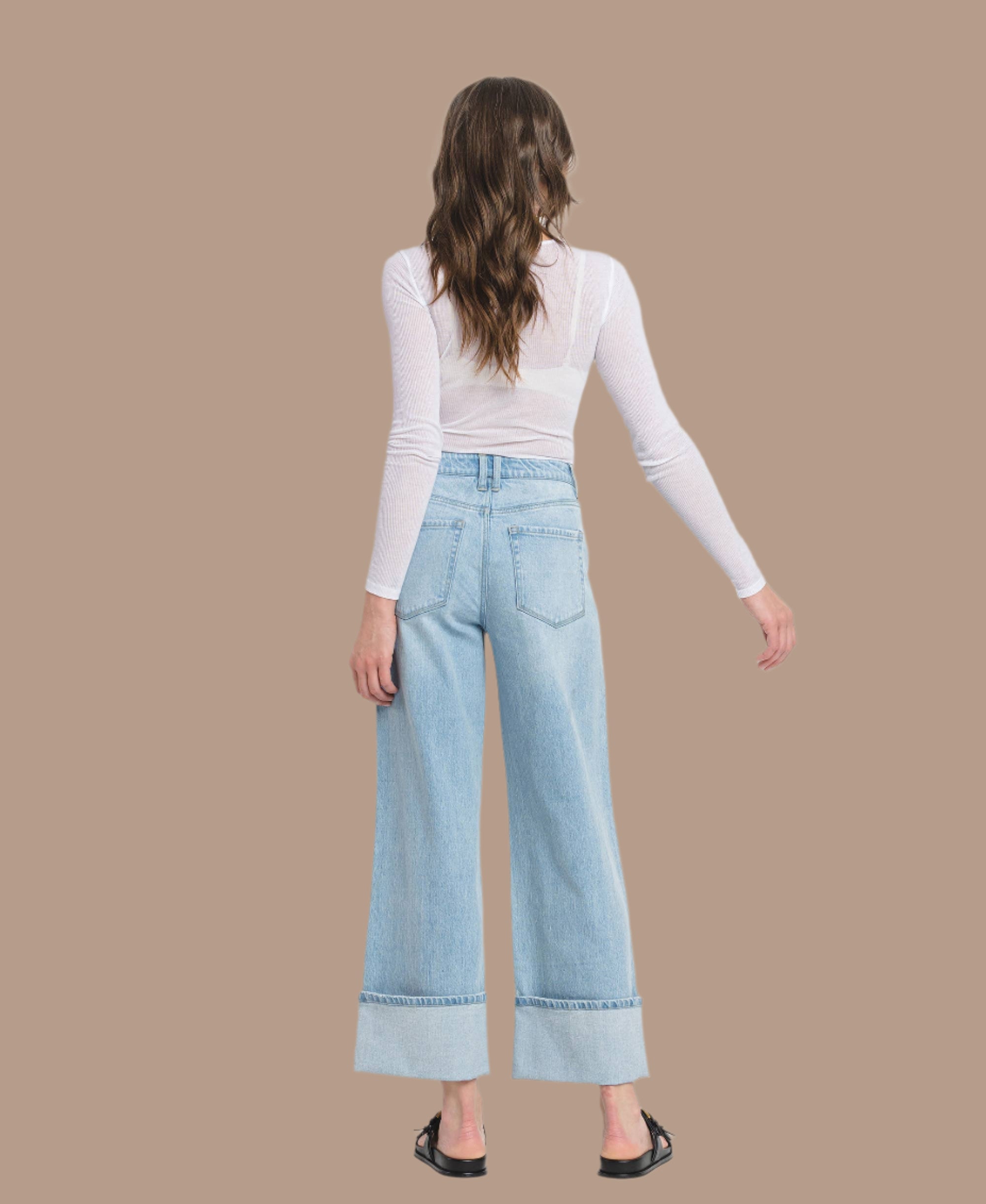 Skyline Cuffed Super High Rise Baggy Wide Jeans-Denim-Krush Kandy, Women's Online Fashion Boutique Located in Phoenix, Arizona (Scottsdale Area)