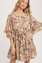 Floral Print Angel Sleeves Dress-Dresses-Krush Kandy, Women's Online Fashion Boutique Located in Phoenix, Arizona (Scottsdale Area)