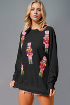 Sequin Nutcracker Round Neck Long Sleeve Sweatshirt-Sweaters-Krush Kandy, Women's Online Fashion Boutique Located in Phoenix, Arizona (Scottsdale Area)