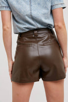 Front Pleated Faux Leather Skort-Skirts-Krush Kandy, Women's Online Fashion Boutique Located in Phoenix, Arizona (Scottsdale Area)