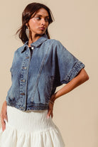 Button Front Dolman Denim Jacket-Tops-Krush Kandy, Women's Online Fashion Boutique Located in Phoenix, Arizona (Scottsdale Area)