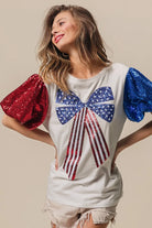 BiBi Sequin American Flag Bow Top-Tops-Krush Kandy, Women's Online Fashion Boutique Located in Phoenix, Arizona (Scottsdale Area)