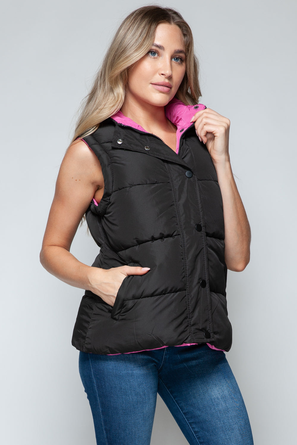 Cozy Chic: Hooded Puffer Vest Black-Vests-Krush Kandy, Women's Online Fashion Boutique Located in Phoenix, Arizona (Scottsdale Area)