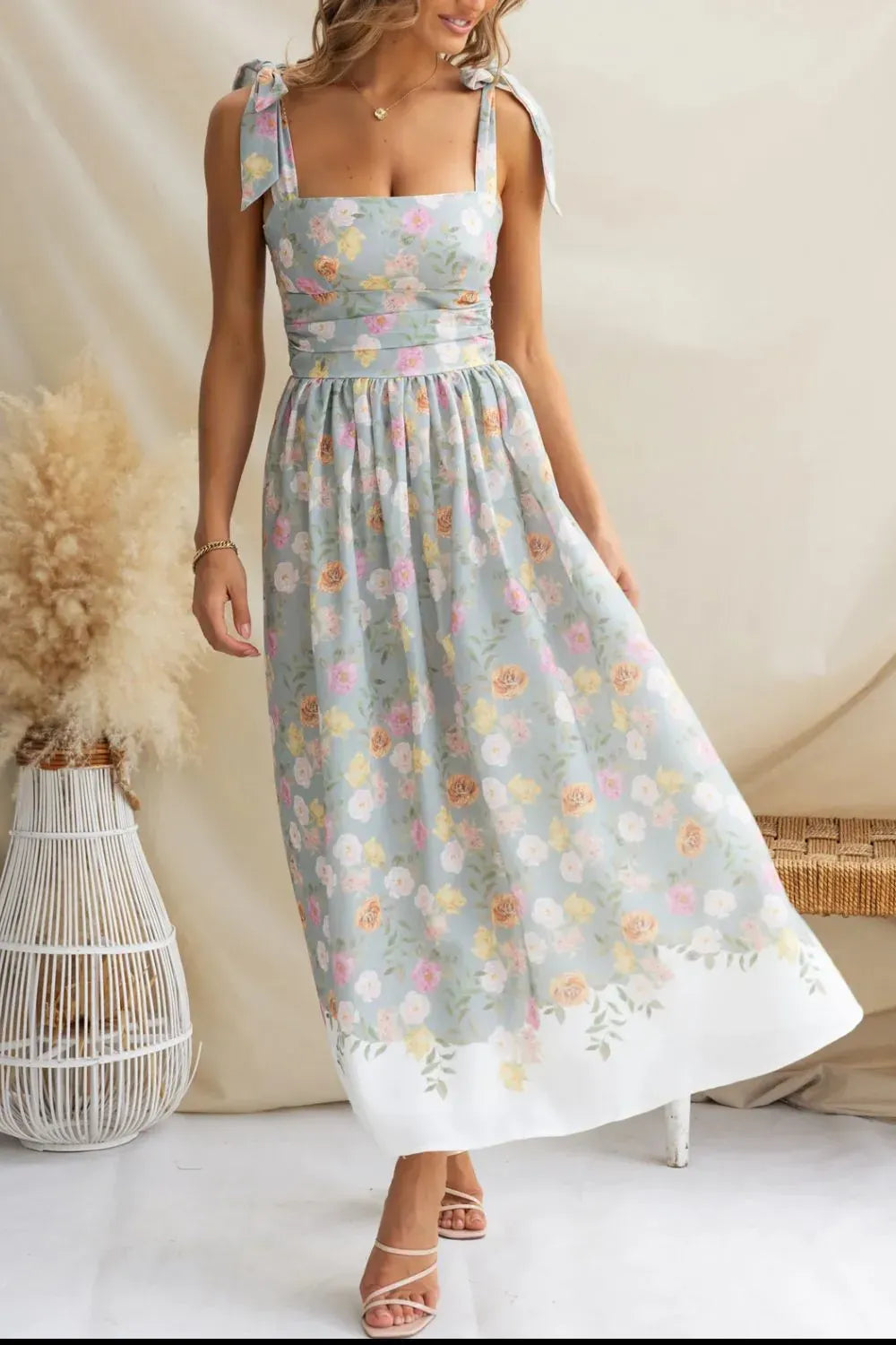 Printed Tie Shoulder Midi Cami Dress-Krush Kandy, Women's Online Fashion Boutique Located in Phoenix, Arizona (Scottsdale Area)