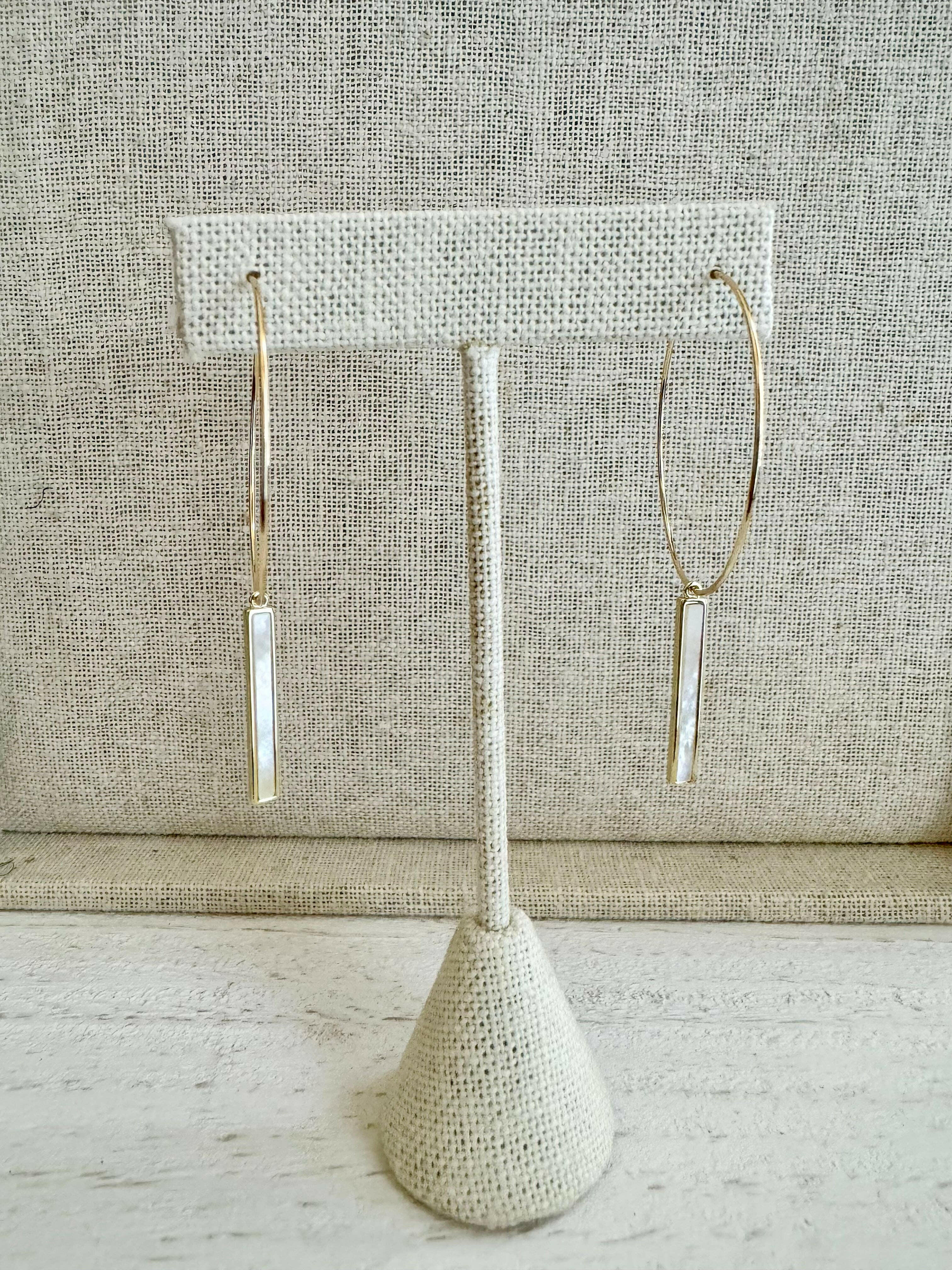 Mother of Pearl Bar Hoops-Earrings-Krush Kandy, Women's Online Fashion Boutique Located in Phoenix, Arizona (Scottsdale Area)