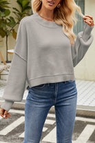 Round Neck Dropped Shoulder Sweater-Krush Kandy, Women's Online Fashion Boutique Located in Phoenix, Arizona (Scottsdale Area)