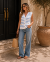The Golden Buttons Elegant Stripe Sweater Vest