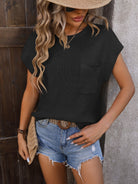 Mandy Pocketed Round Neck Cap Sleeve Sweater-Krush Kandy, Women's Online Fashion Boutique Located in Phoenix, Arizona (Scottsdale Area)