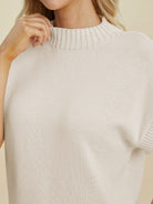 Double Take Full Size Mock Neck Short Sleeve Sweater-Sweaters-Krush Kandy, Women's Online Fashion Boutique Located in Phoenix, Arizona (Scottsdale Area)