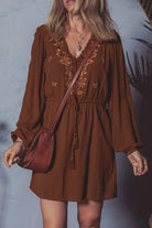 Floral Embroidered Long Sleeve Mini Dress-Dresses-Krush Kandy, Women's Online Fashion Boutique Located in Phoenix, Arizona (Scottsdale Area)