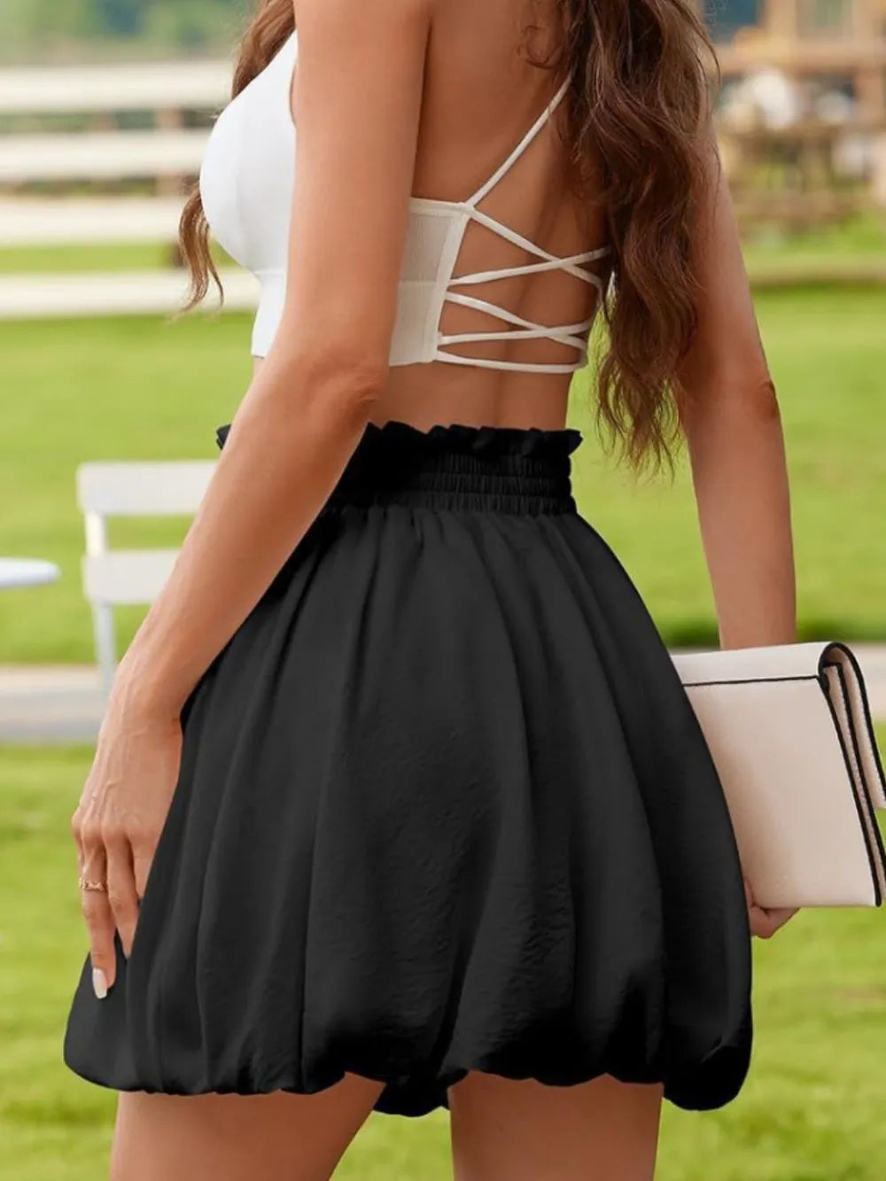 Frill Smocked Mini Skirt-Skirts-Krush Kandy, Women's Online Fashion Boutique Located in Phoenix, Arizona (Scottsdale Area)