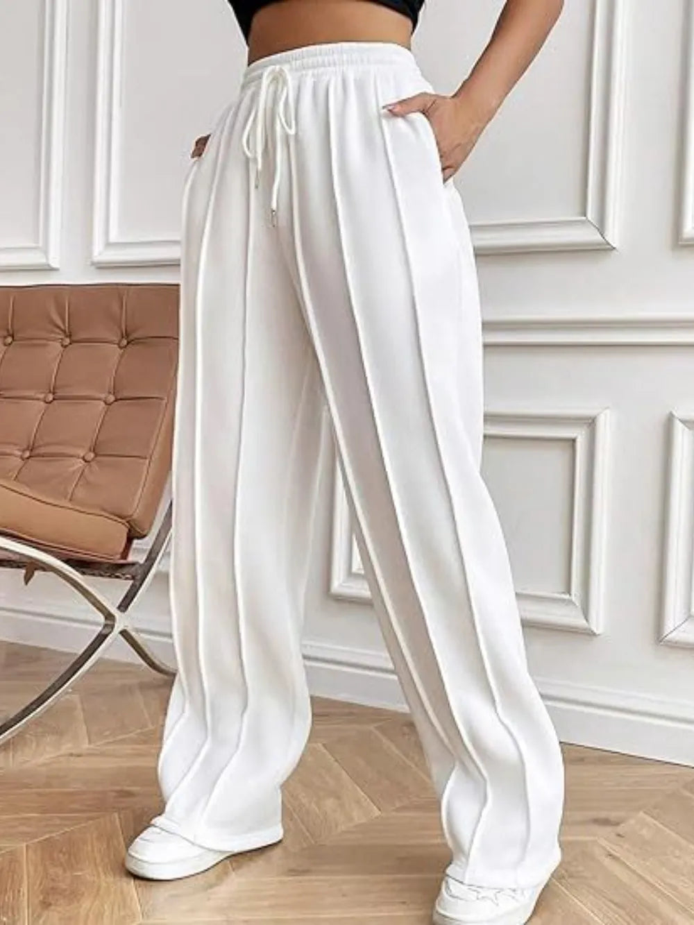 Drawstring Wide Leg Pants with Pockets-PANTS-Krush Kandy, Women's Online Fashion Boutique Located in Phoenix, Arizona (Scottsdale Area)