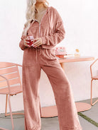 Zip Up Dropped Shoulder Hooded Top and Pants Set-2 Piece Outfit Sets-Krush Kandy, Women's Online Fashion Boutique Located in Phoenix, Arizona (Scottsdale Area)