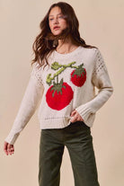 SO ME Vegetable Round Neck Long Sleeve Sweater-Sweater-Krush Kandy, Women's Online Fashion Boutique Located in Phoenix, Arizona (Scottsdale Area)