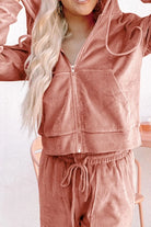 Zip Up Dropped Shoulder Hooded Top and Pants Set-2 Piece Outfit Sets-Krush Kandy, Women's Online Fashion Boutique Located in Phoenix, Arizona (Scottsdale Area)