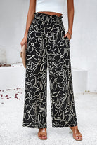 Smocked Printed Wide Leg Pants with Pockets-Pants-Krush Kandy, Women's Online Fashion Boutique Located in Phoenix, Arizona (Scottsdale Area)