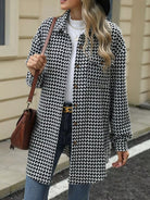 Houndstooth Button Up Long Sleeve Coat-Jacket-Krush Kandy, Women's Online Fashion Boutique Located in Phoenix, Arizona (Scottsdale Area)