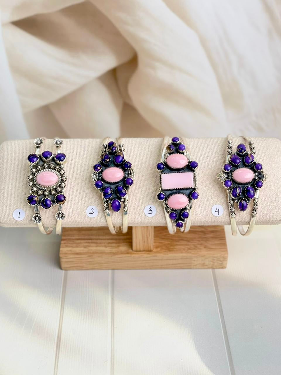Pink Conch & Berry Dahlia Cluster Cuffs-Bracelets-Krush Kandy, Women's Online Fashion Boutique Located in Phoenix, Arizona (Scottsdale Area)