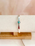 Delicate Silver & Turquoise Flower Bangle-Bracelets-Krush Kandy, Women's Online Fashion Boutique Located in Phoenix, Arizona (Scottsdale Area)