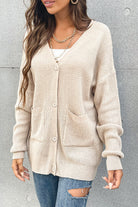 Perfee Button Front Drop Shoulder Waffle Cardigan-Krush Kandy, Women's Online Fashion Boutique Located in Phoenix, Arizona (Scottsdale Area)