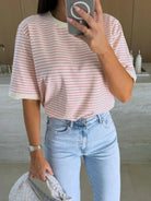Striped Casual Tee-Tops-Krush Kandy, Women's Online Fashion Boutique Located in Phoenix, Arizona (Scottsdale Area)