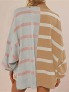 Luxe Half and Half Oversized Stripe Sweater-Sweaters-Krush Kandy, Women's Online Fashion Boutique Located in Phoenix, Arizona (Scottsdale Area)