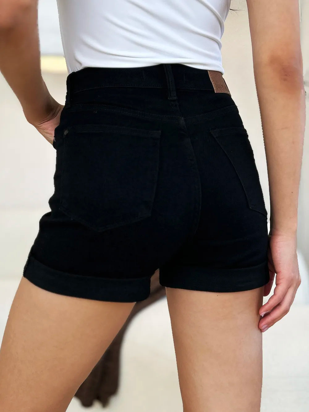 Judy Blue Full Size High Waist Tummy Control Cuffed Denim Shorts-Krush Kandy, Women's Online Fashion Boutique Located in Phoenix, Arizona (Scottsdale Area)