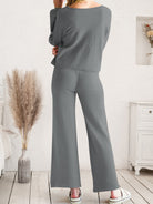 Long Sleeve Lounge Top and Drawstring Pants Set-Pants-Krush Kandy, Women's Online Fashion Boutique Located in Phoenix, Arizona (Scottsdale Area)