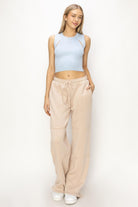 High Waist Wide Leg Drawstring Pants-Bottoms-Krush Kandy, Women's Online Fashion Boutique Located in Phoenix, Arizona (Scottsdale Area)