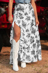 Boho Floral High Waist Ruffle Split Maxi Skirt-Skirts-Krush Kandy, Women's Online Fashion Boutique Located in Phoenix, Arizona (Scottsdale Area)