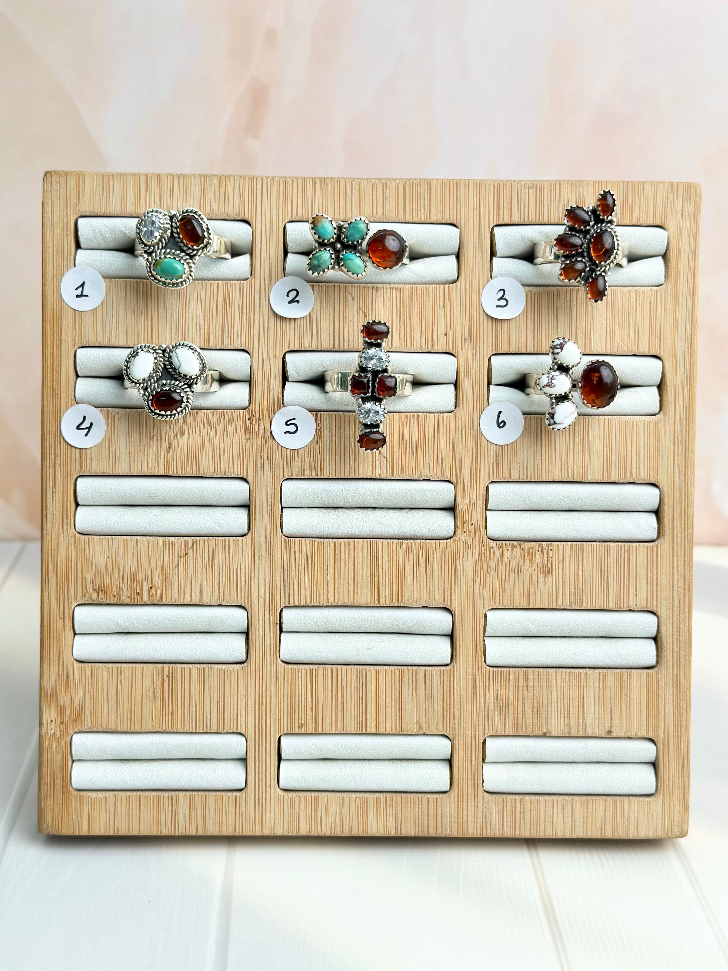 Amber, Turquoise &amp; Crystal Small Rings-Rings-Krush Kandy, Women&#39;s Online Fashion Boutique Located in Phoenix, Arizona (Scottsdale Area)