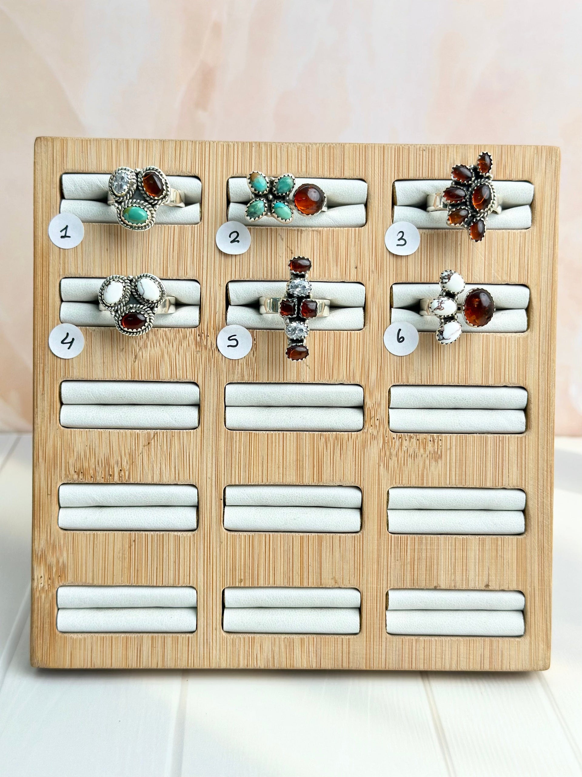 Amber, Turquoise & Crystal Small Rings-Rings-Krush Kandy, Women's Online Fashion Boutique Located in Phoenix, Arizona (Scottsdale Area)