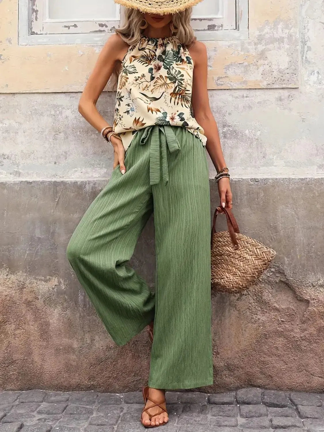 Printed Tank Top and Wide Leg Pants Set-Tops-Krush Kandy, Women's Online Fashion Boutique Located in Phoenix, Arizona (Scottsdale Area)