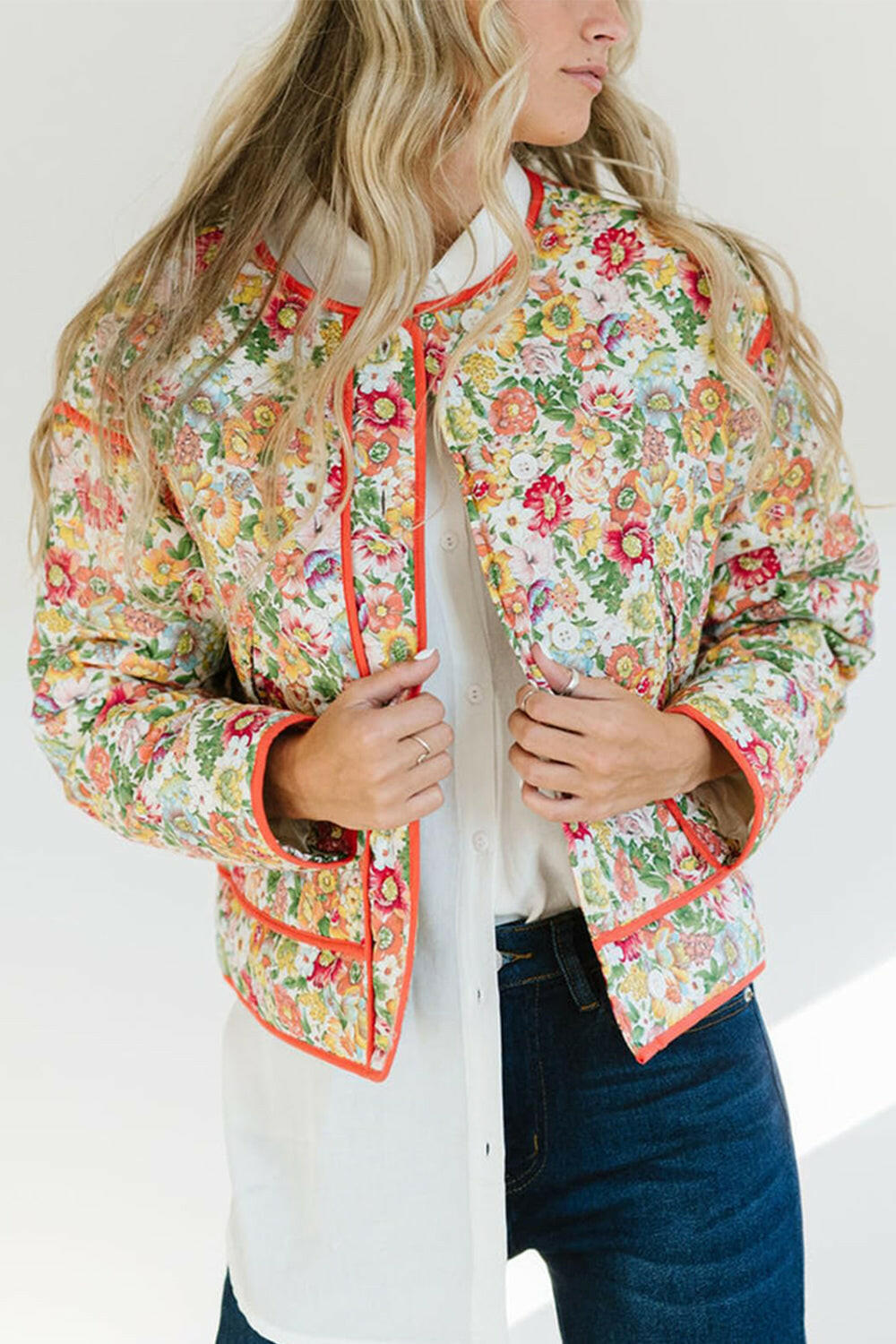 Floral Button Up Long Sleeve Winter Coat-Krush Kandy, Women's Online Fashion Boutique Located in Phoenix, Arizona (Scottsdale Area)