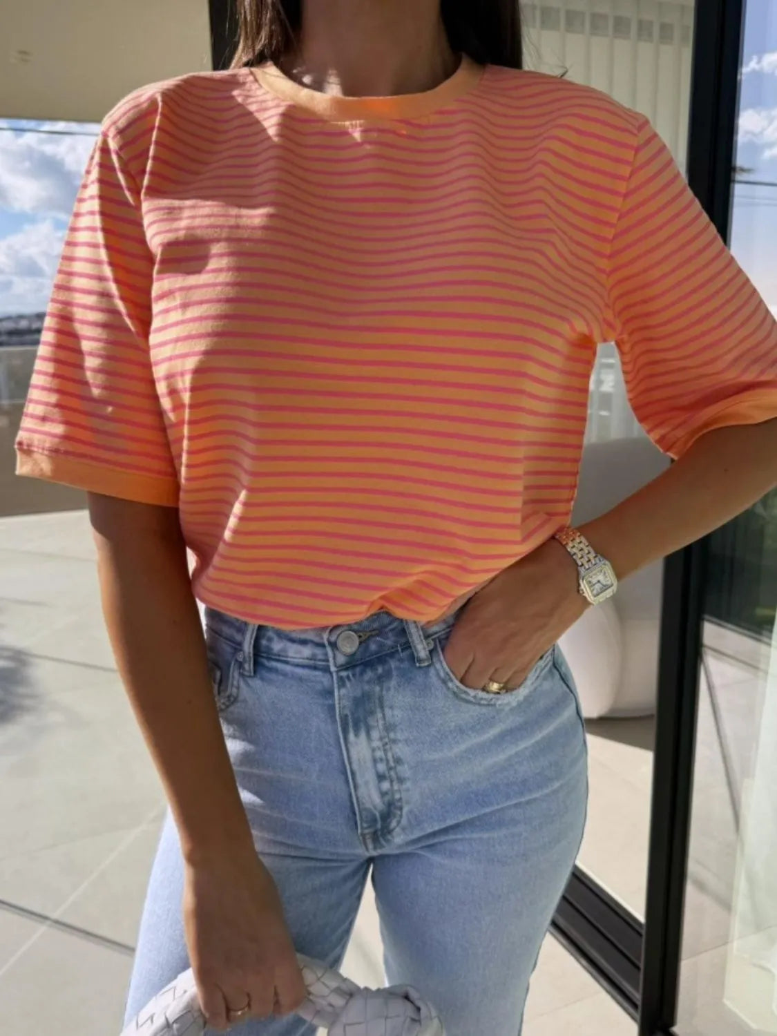 Striped Casual Tee-Tops-Krush Kandy, Women's Online Fashion Boutique Located in Phoenix, Arizona (Scottsdale Area)