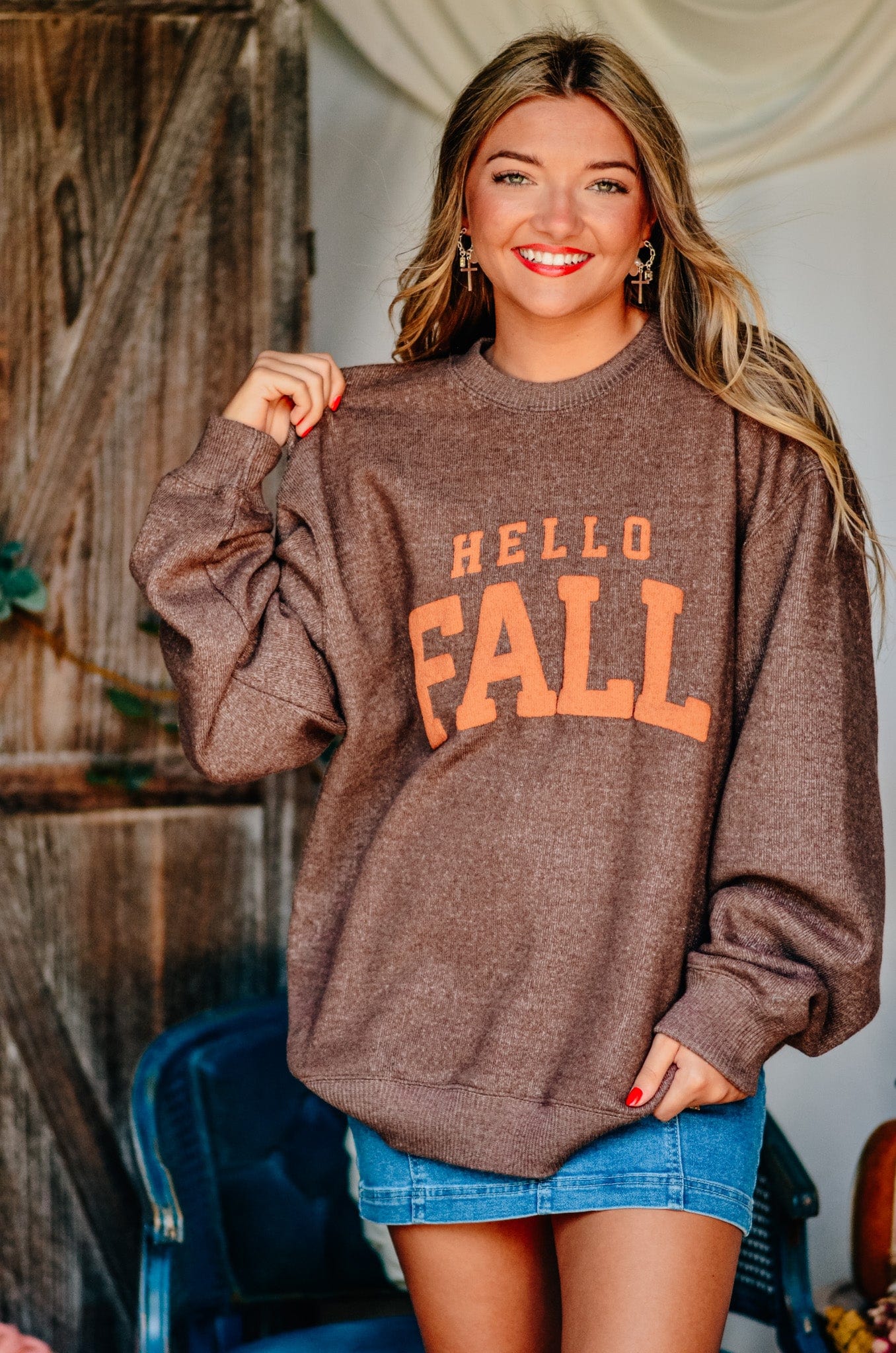 Hello Fall Knit Sweatshirt-Krush Kandy, Women's Online Fashion Boutique Located in Phoenix, Arizona (Scottsdale Area)