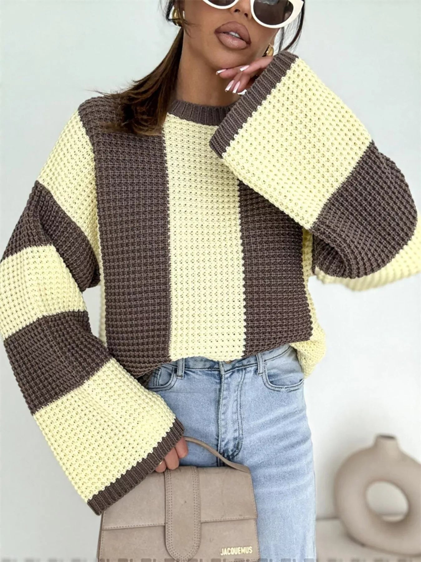 Color Block Long Sleeve Sweater-Sweater-Krush Kandy, Women's Online Fashion Boutique Located in Phoenix, Arizona (Scottsdale Area)