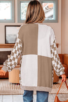Brown Checkered Colorblock Cardigan-Cardigans-Krush Kandy, Women's Online Fashion Boutique Located in Phoenix, Arizona (Scottsdale Area)